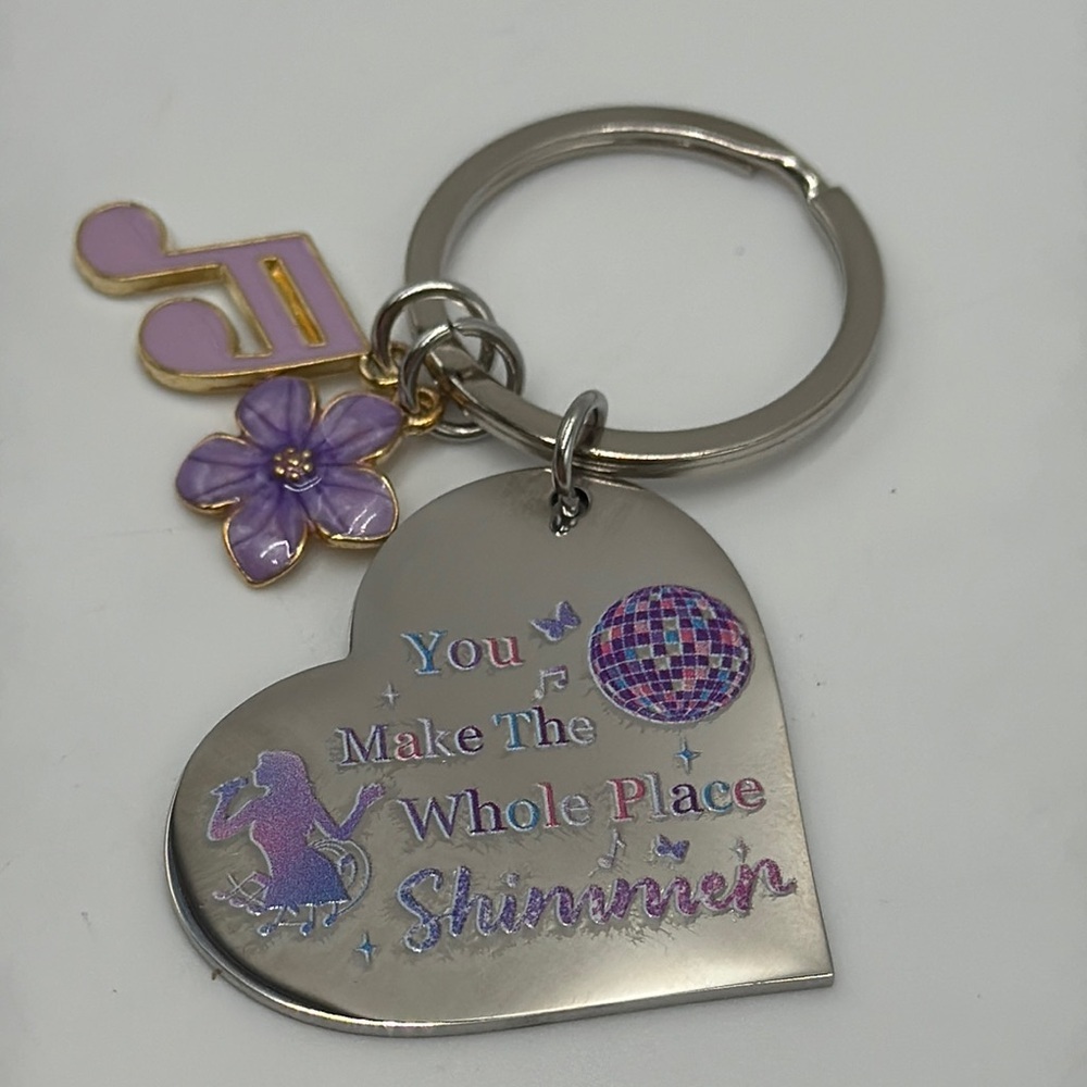 Heart Keychain – You Make the Whole Place Shimmer – Swiftie Gift - Picture 1 of 4